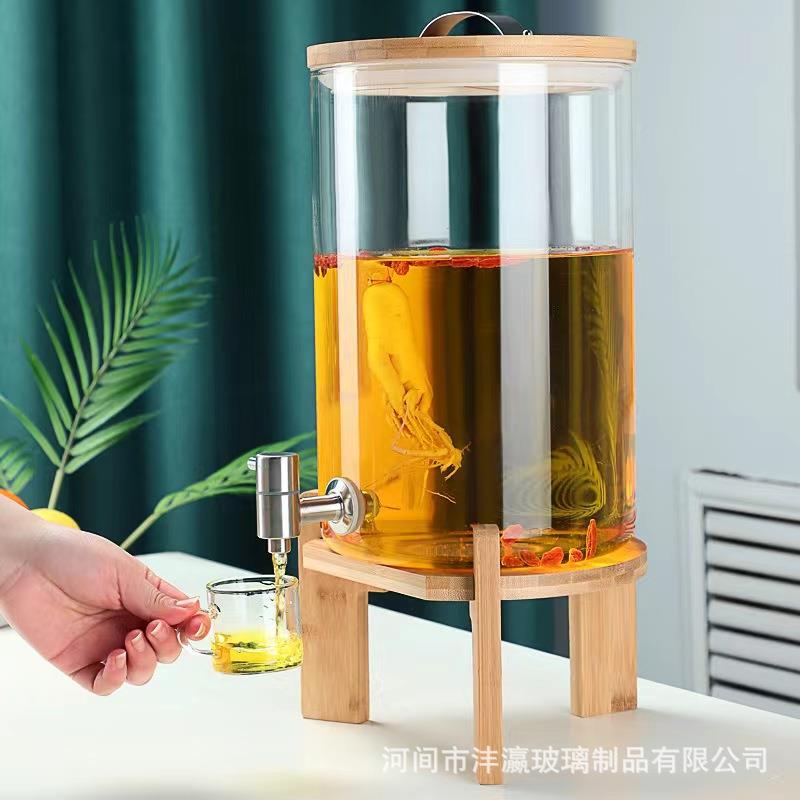 带头凉壶高硅玻璃369耐高温大容量饮料果汁桶柠龙檬水水酒桶酵硼