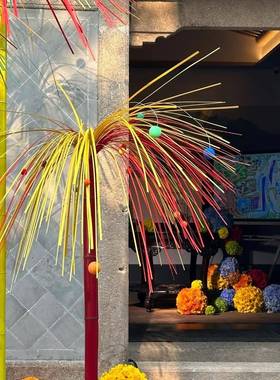 2026春皮新肤商场店铺NUG花艺装置烟花竹编装装置竹竹丝烟花爆竹