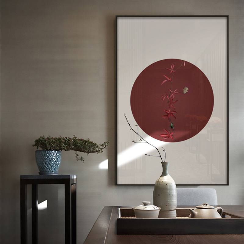 新中式禅意装饰画中国红蝴蝶挂画民国风客厅玄关书房民宿酒店壁画图片