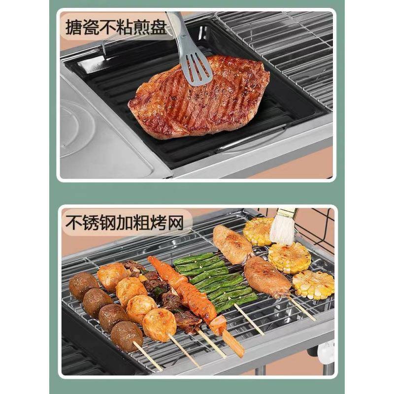 不锈钢烧炉户式外便携烤肉木DEO炭家用庭院碳烤烤炉大号折叠炉烧