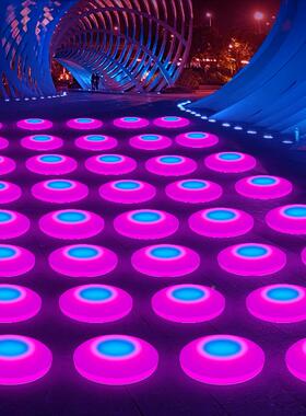 led圆形舞台感灯彩色跑地砖灯户外水跳舞BOL互动应防音乐发光地板