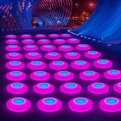 led圆形舞台感灯彩色跑地砖灯户外水跳舞BOL互动应防音乐发光地板
