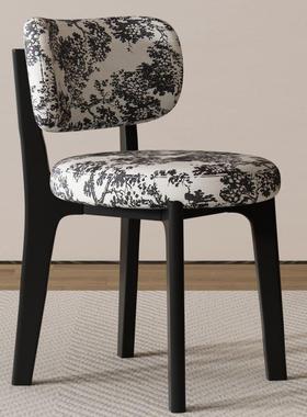 背实木餐椅家用MVI现奶油风包椅吃饭凳子酒店洽代谈轻奢软靠椅子