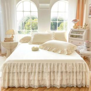 保护套1.8m床套防 床罩单件公主丝风花欧边尘薄款 BPV式 蕾边床裙式