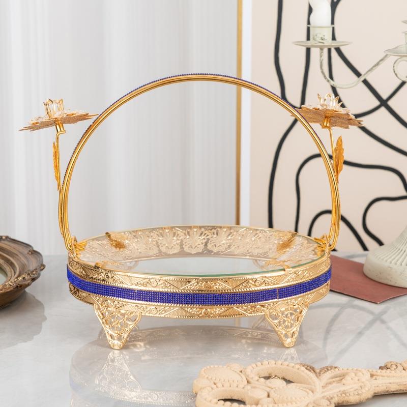 新款欧式水果高盘椭形酒新款椭圆店果篮家用客圆厅茶档几餐厅装饰