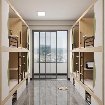 太空舱下铺床公双层床年旅社寓床FTA上学生实青木上下床员工宿舍