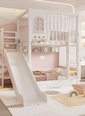 实子木儿上下床女双层床两层母孩公主滑梯床树屋alzn$*&u床童高低