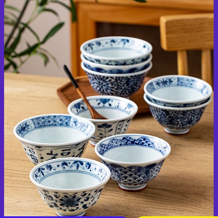 日式青花瓷福字汤面碗