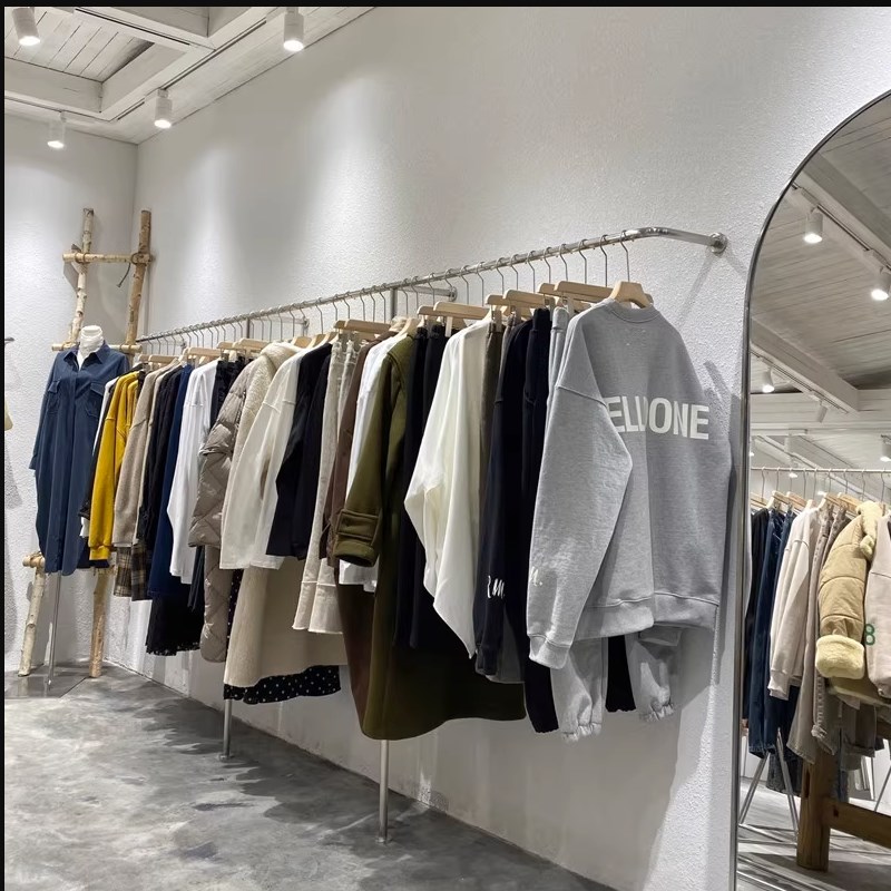 服装店展示架落地式女装货架不锈钢挂衣架陈列组合正侧挂专用架子