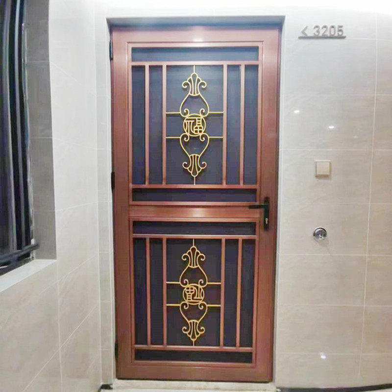 铝合金304金刚网平开纱门防蚊防鼠防盗入户门带铝合金窗花纱门带
