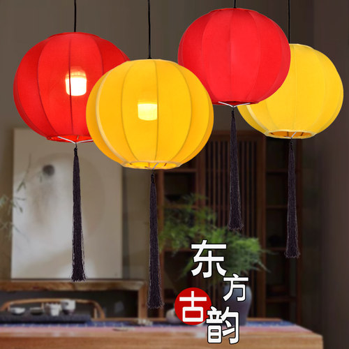 中式布艺吊灯笼广告定做仿古宫灯中国风饭店餐厅商场婚礼装饰挂灯