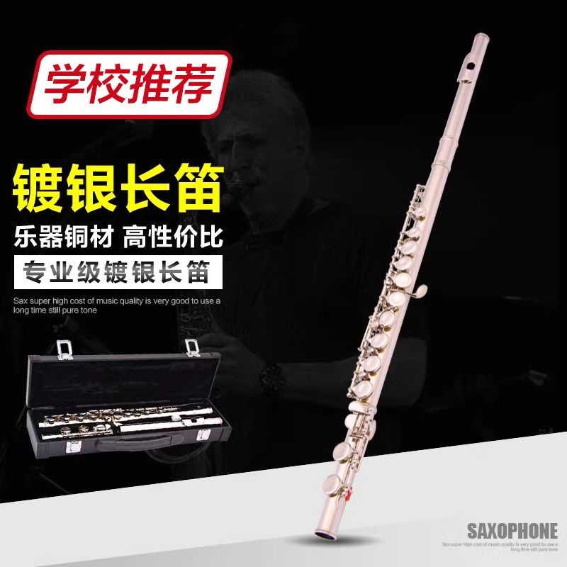 长笛乐器16/17开闭孔镀银C调E键曲列式学生初学入门专业考级演奏