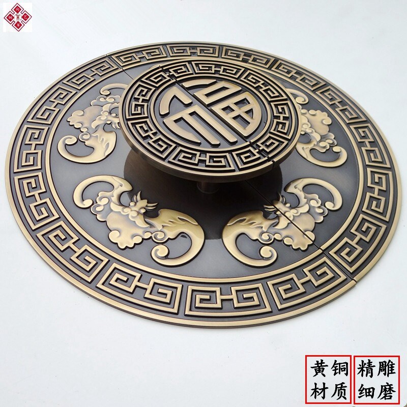 仿古黄铜木门拉手双开门把手新中式玻璃门抠手圆型定制单双开房门