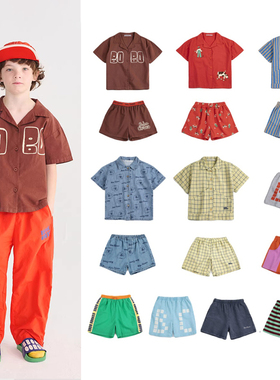 2026BC儿童短袖套装男童满印衬衫短裤POLO衫上衣休闲裤幼儿园服装