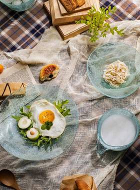 掬涵手工玻璃餐具沙拉碗高颜值冷食碗盘水果盘甜品汤碗日式碗碟