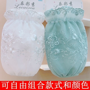 蕾丝袖套白色羽绒服专用袖子防脏黑女短款上班工作秋冬天护袖筒头