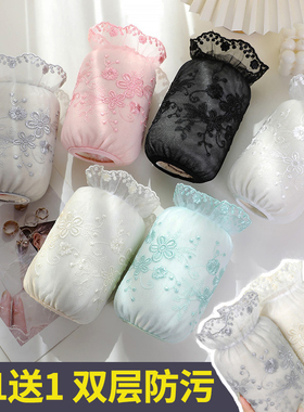 蕾丝套袖女秋冬季袖子羽绒服防脏护袖白色袖套办公室防污工作袖头