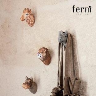 living动物头像实木挂钩衣帽钩儿童房装 丹麦ferm 饰衣柜把手拉手