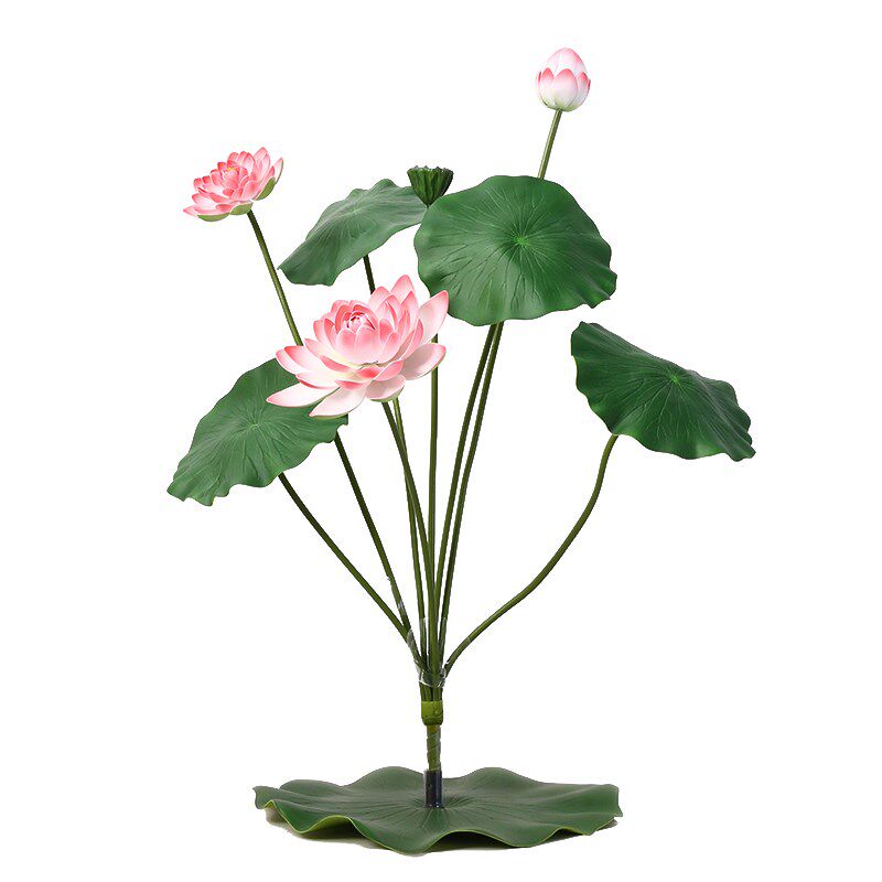 景观荷花仿真花假花造景荷叶莲蓬落地水池鱼池装饰舞台道具铁底座