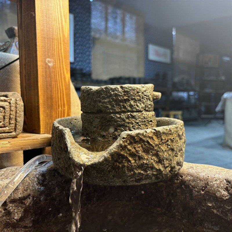小石磨庭院茶宠古法民宿鱼缸生日礼假山招财流水培摆件客厅水循环