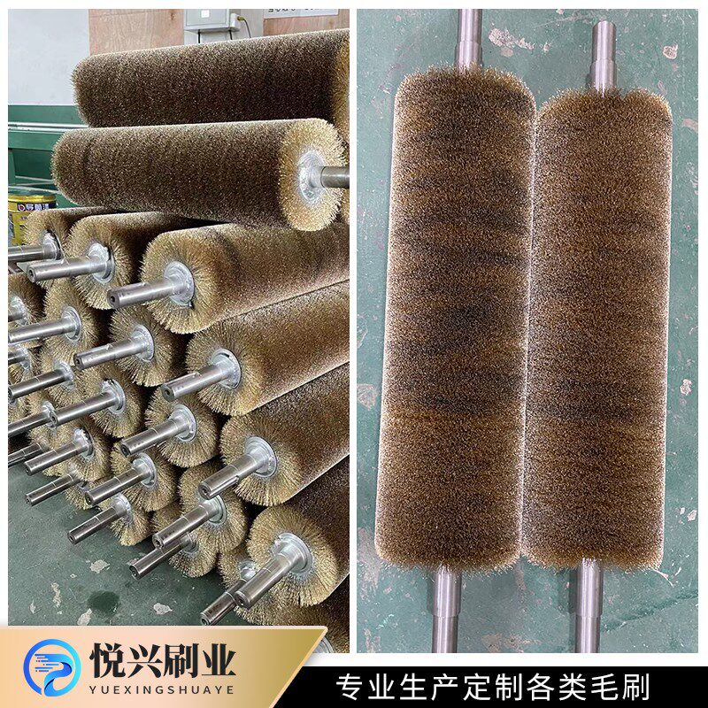 钢丝辊刷工业用毛刷辊不锈钢丝镀铜丝刷辊滚筒刷辊除锈缠绕式定制