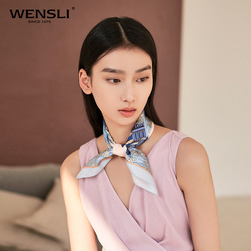 万事利真丝丝巾女夏季百搭小丝巾桑蚕丝领巾搭配衬衫小方巾木兰辞