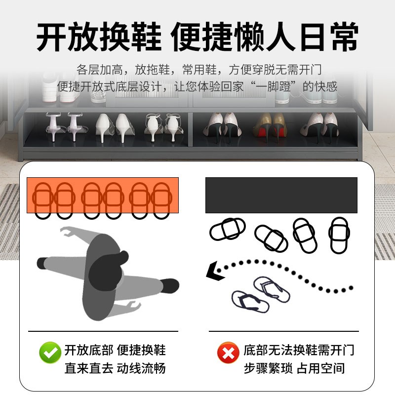 多层鞋架家用门口多功能置物架防尘入户玄关柜室内鞋子收纳储物柜