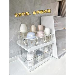 奶瓶收纳箱婴儿餐具辅食工具双层整理盒沥水架子宝宝水杯置物架柜
