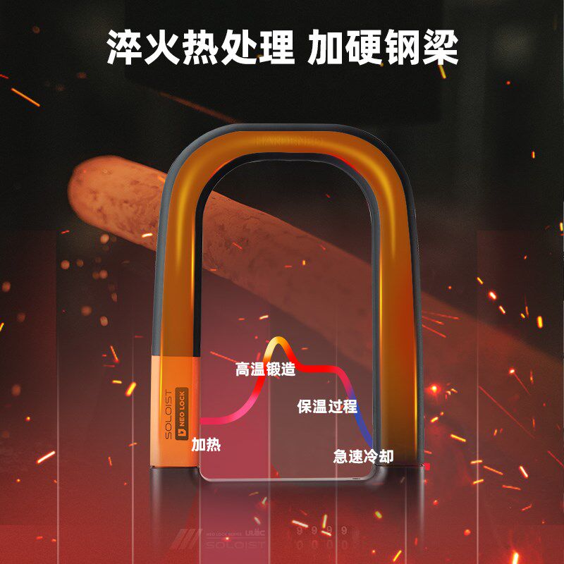 ULAC密码U型锁公路山地自行车摩托车锁电动电瓶车u形门锁家用防盗