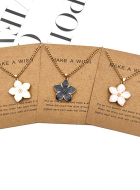 跨境小清新白色山茶花项链