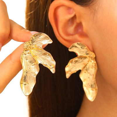 欧美冷淡风合金设计感耳环女复古树叶earrings饰品时尚耳饰女