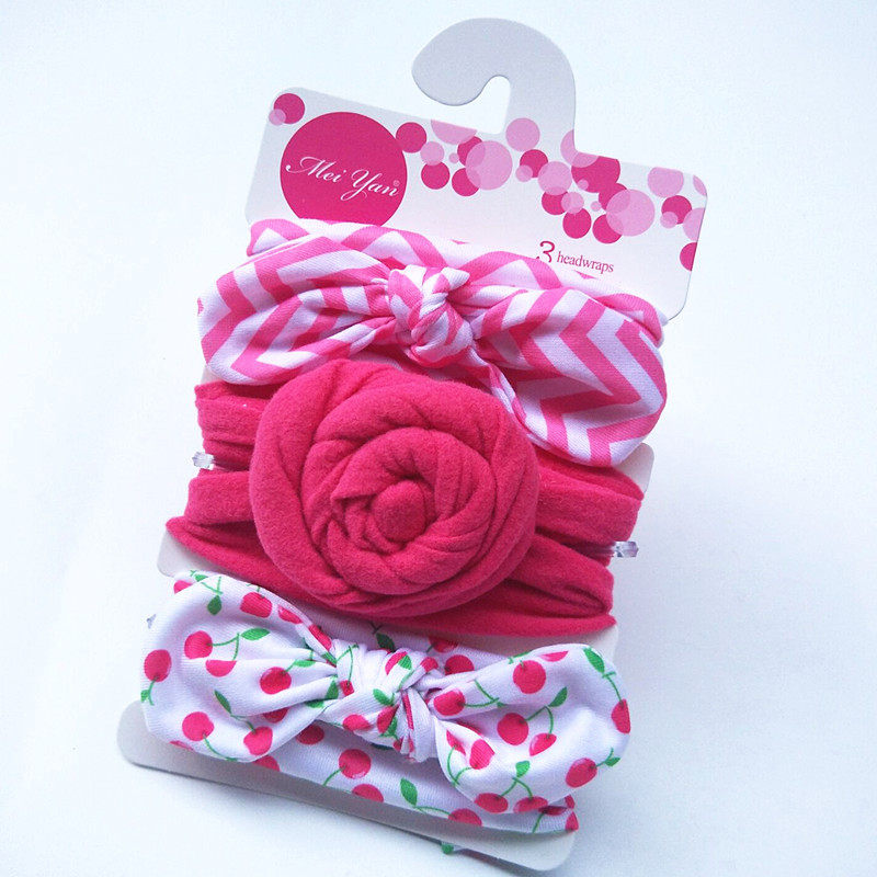 欧美婴儿发带三件套 宝宝蜗牛打结发饰 女童兔耳朵头饰三条装