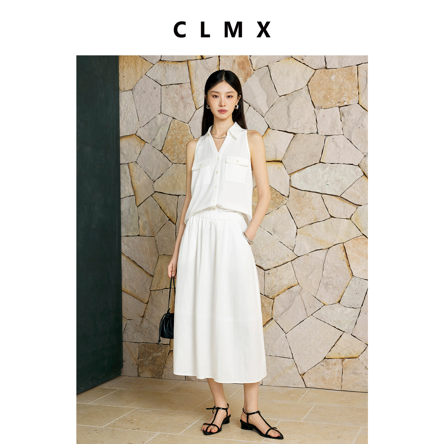 CLMX老钱风V领背心长裙套装