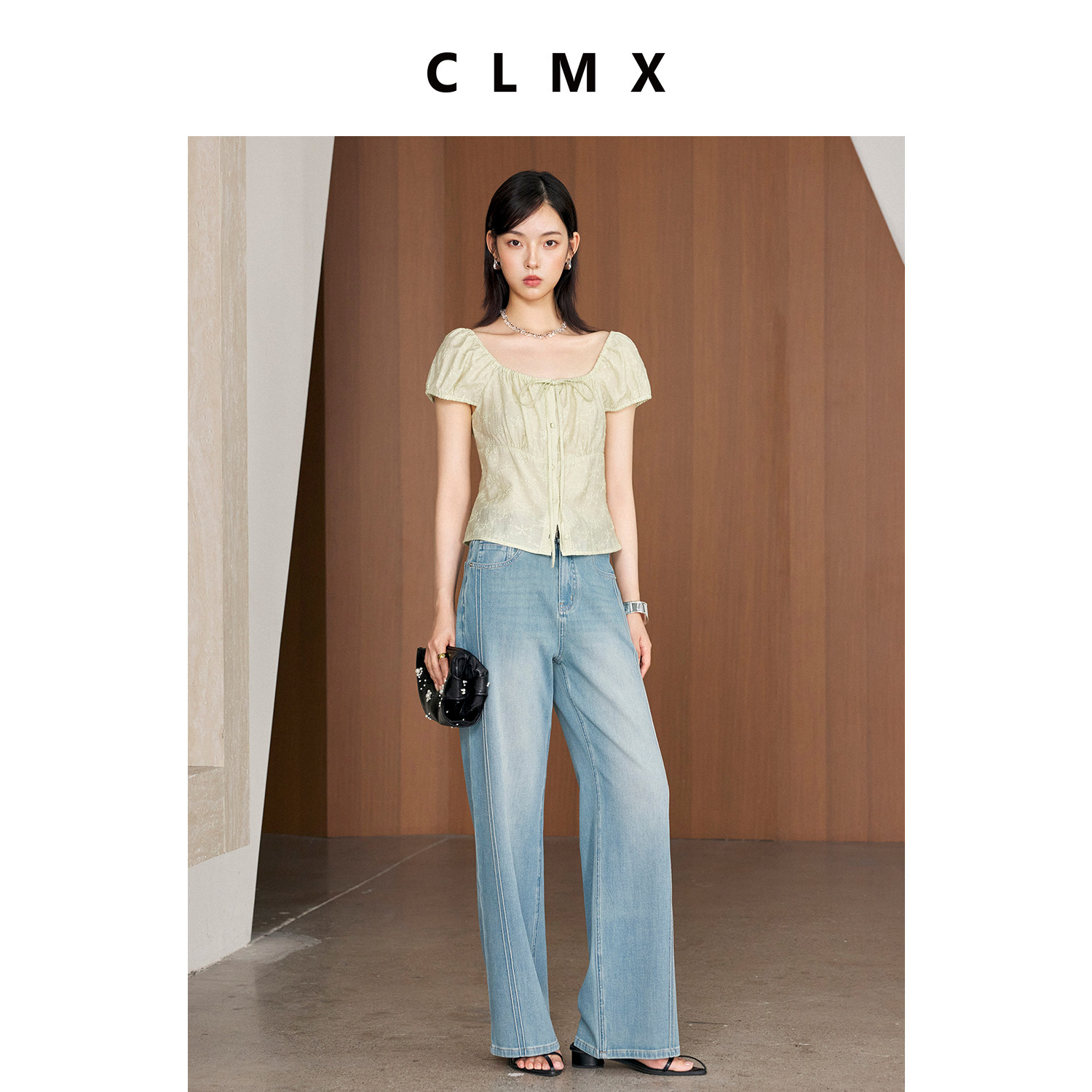 CLMX法式莱赛尔棉泡泡袖衬衫