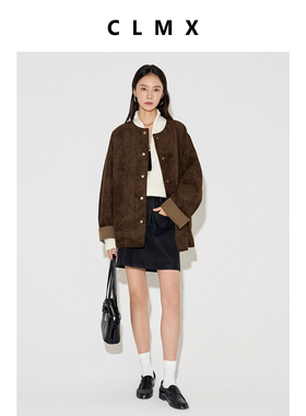CLMX一衣两面穿外套柔雾易打理人造水洗面料秋季通勤圆领上衣