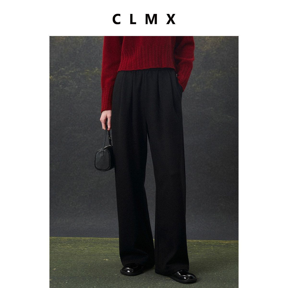 CLMX柔软亲肤双面坑条羊毛针织布 时髦感松紧腰宽松阔腿针织长裤,女装/女士精品,休闲裤,淘宝优惠券,粉丝福利购,淘宝优惠卷