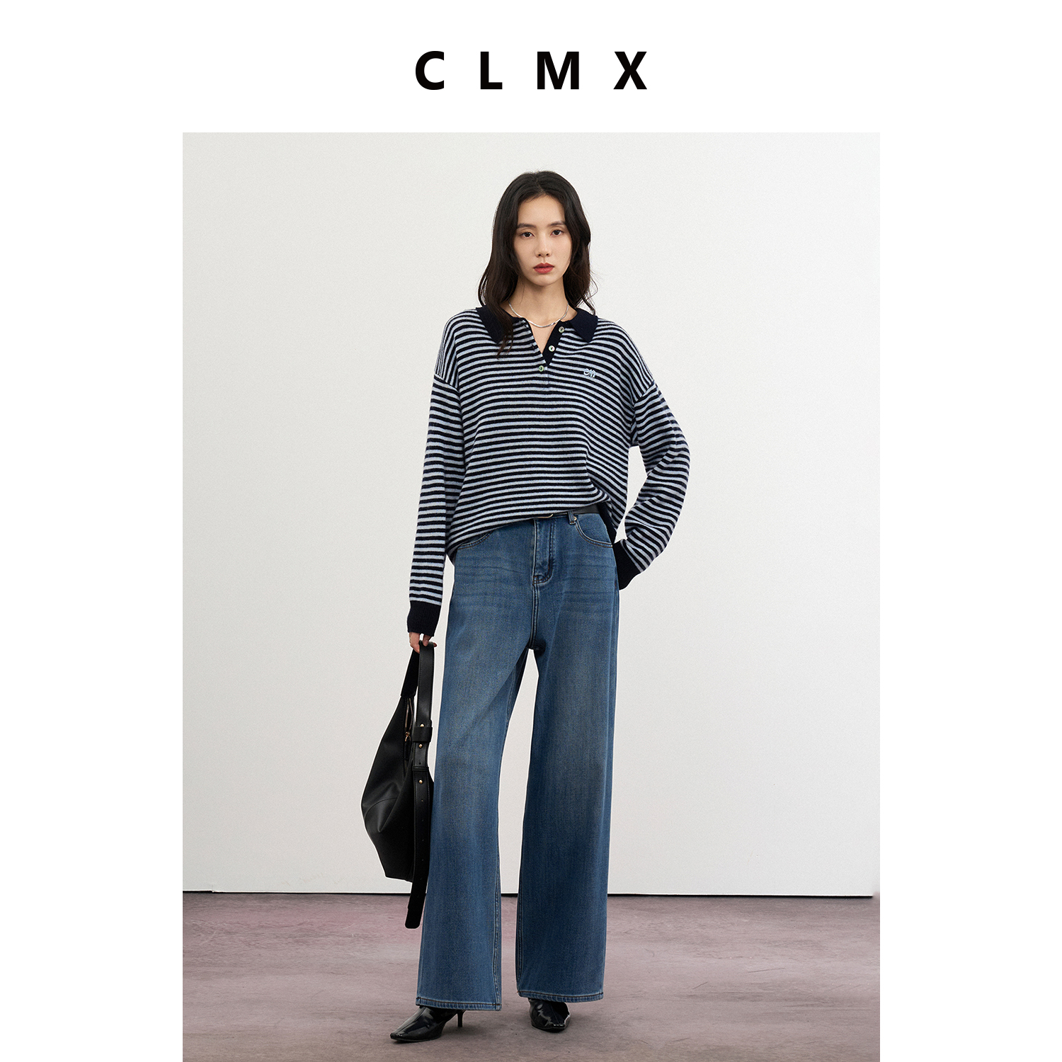 CLMX加绒直筒牛仔裤加厚保暖抓绒棉莱赛尔斜纹面料秋冬休闲长裤女