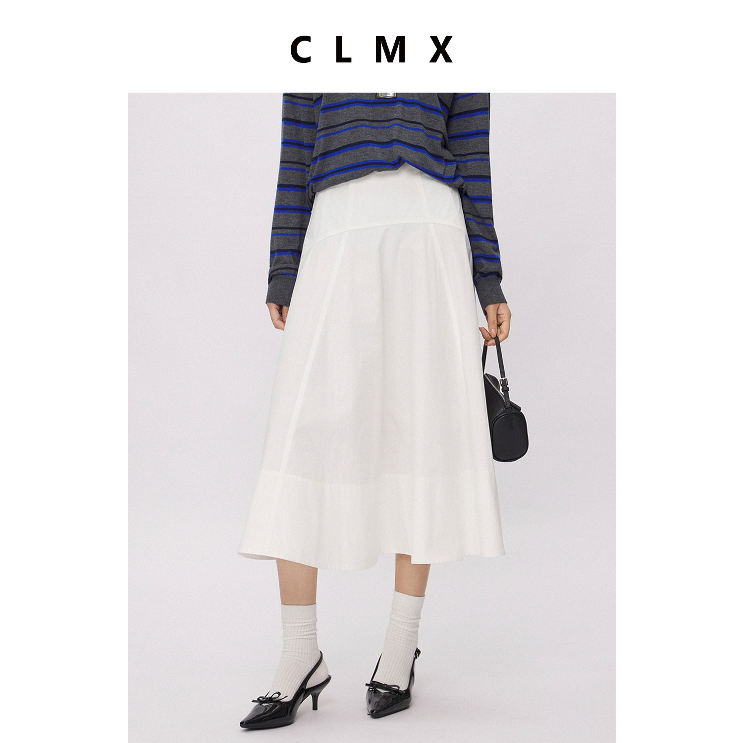 CLMX100%棉平纹面料织造透气挺括有型复古知识分子风A型半身