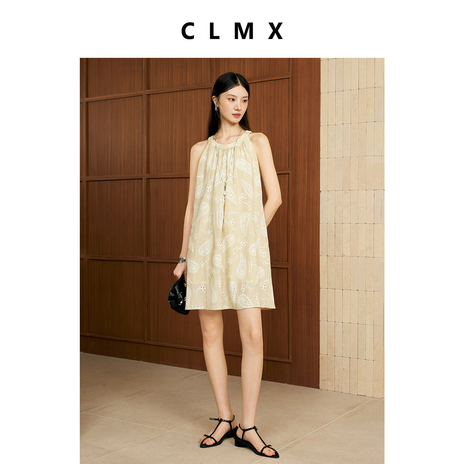 CLMX法式腰果花挂脖连衣裙