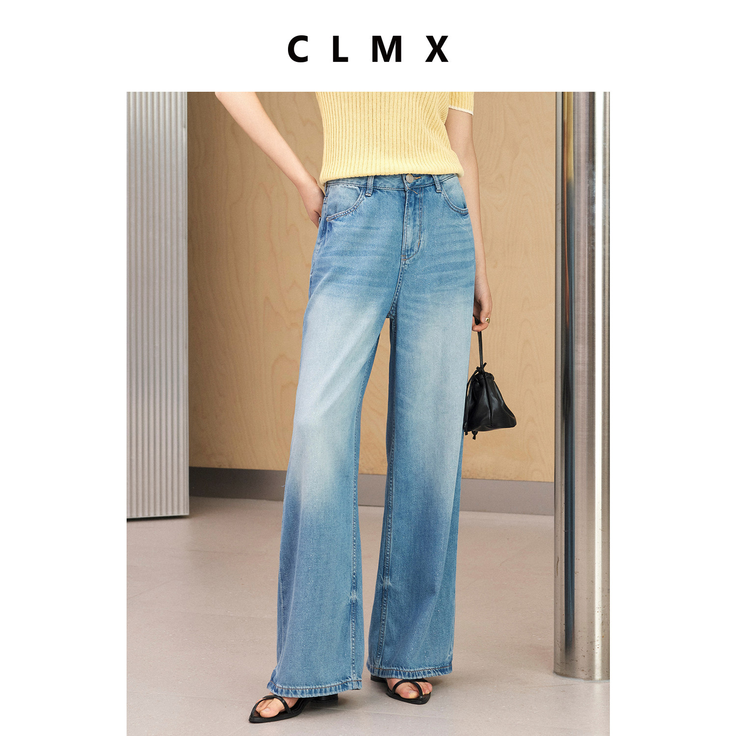 CLMX莱赛尔棉女直筒牛仔裤