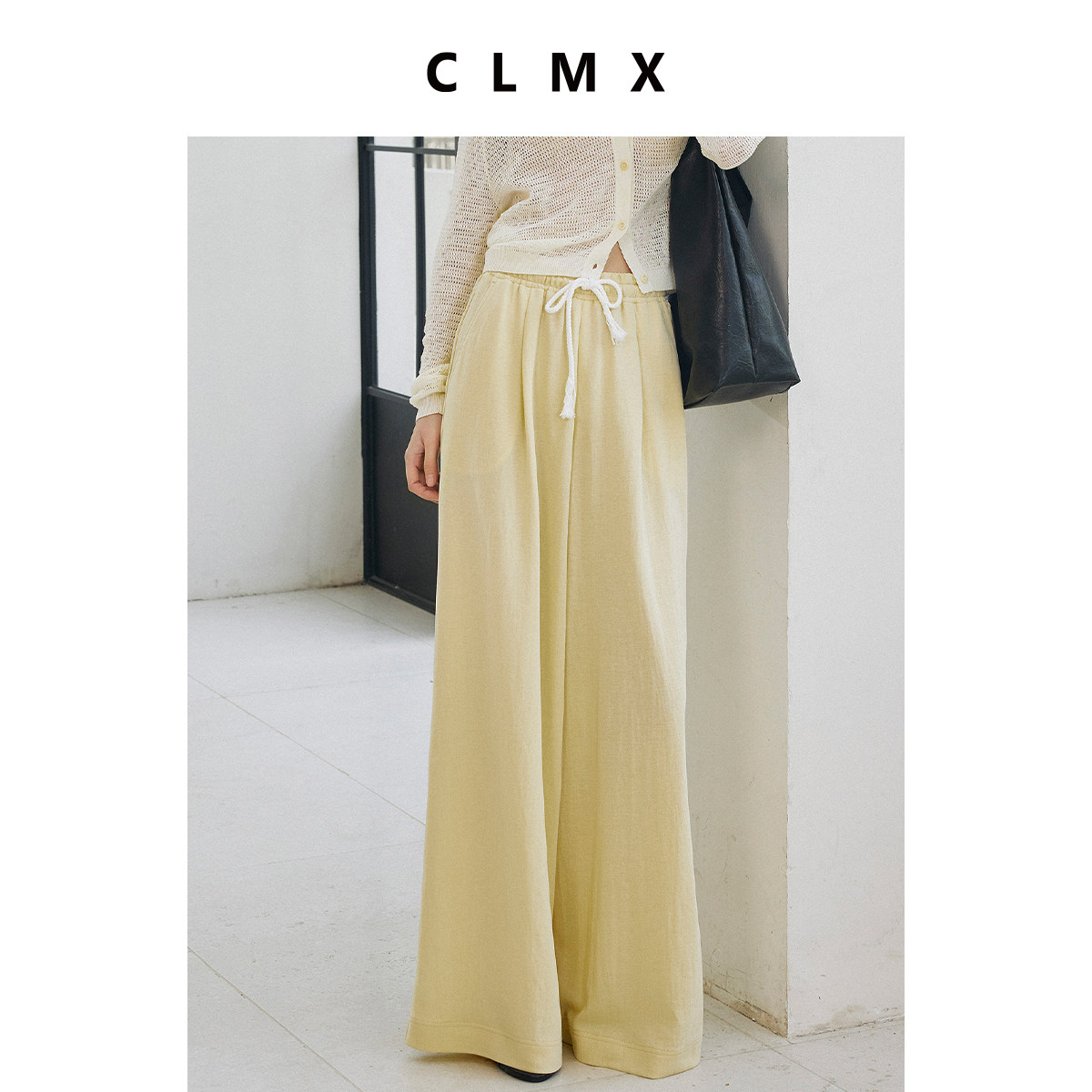 CLMX轻盈莱赛尔麻混纺双面针织 流行欧若风抽绳松紧腰宽松阔腿裤,女装/女士精品,休闲裤,淘宝优惠券,粉丝福利购,淘宝优惠卷