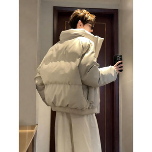 美式立体帆布皮羽绒棉服男款冬季痞帅高级感外套防寒加厚夹克棉袄