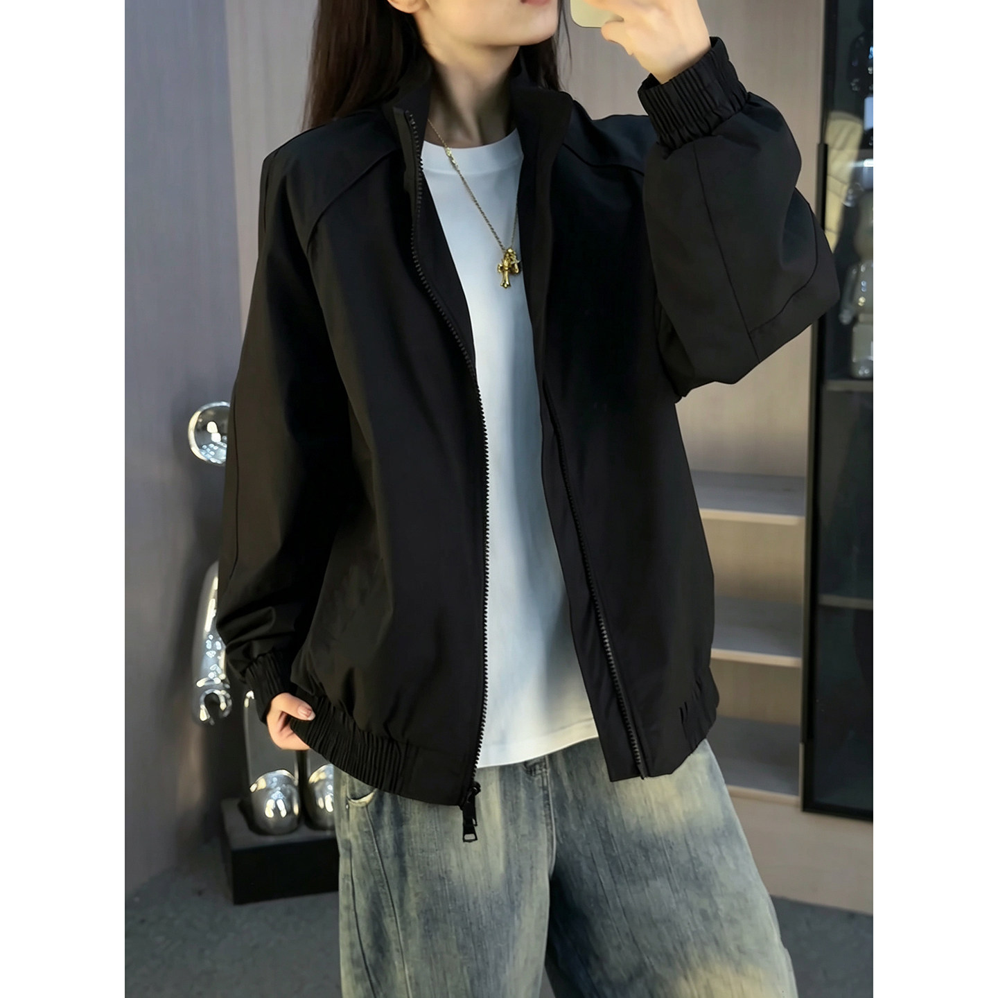 cleanfit解构飞行夹克男女秋季美式三防立领外套正肩高级感冲锋衣