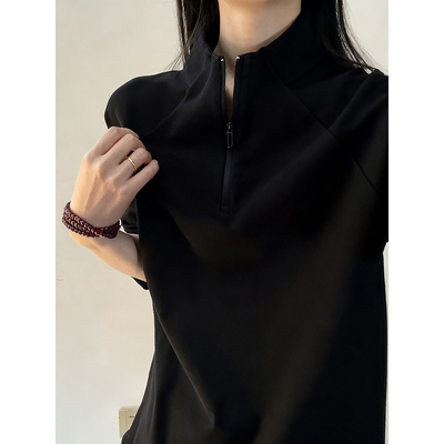 立领半拉链打底衫男修身内搭卫衣