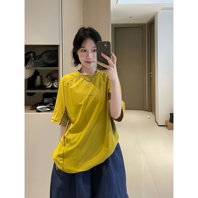 琥珀黄速干短袖t恤男女款夏季冰丝运动半袖户外防晒骑行羽毛球服