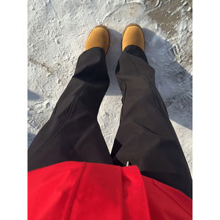 美式软壳侧拉链冲锋裤男款冬季加绒弯刀工装裤子斜切登山休闲长裤