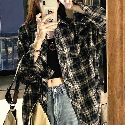 格子衬衫男女款秋季防晒长袖衬衣