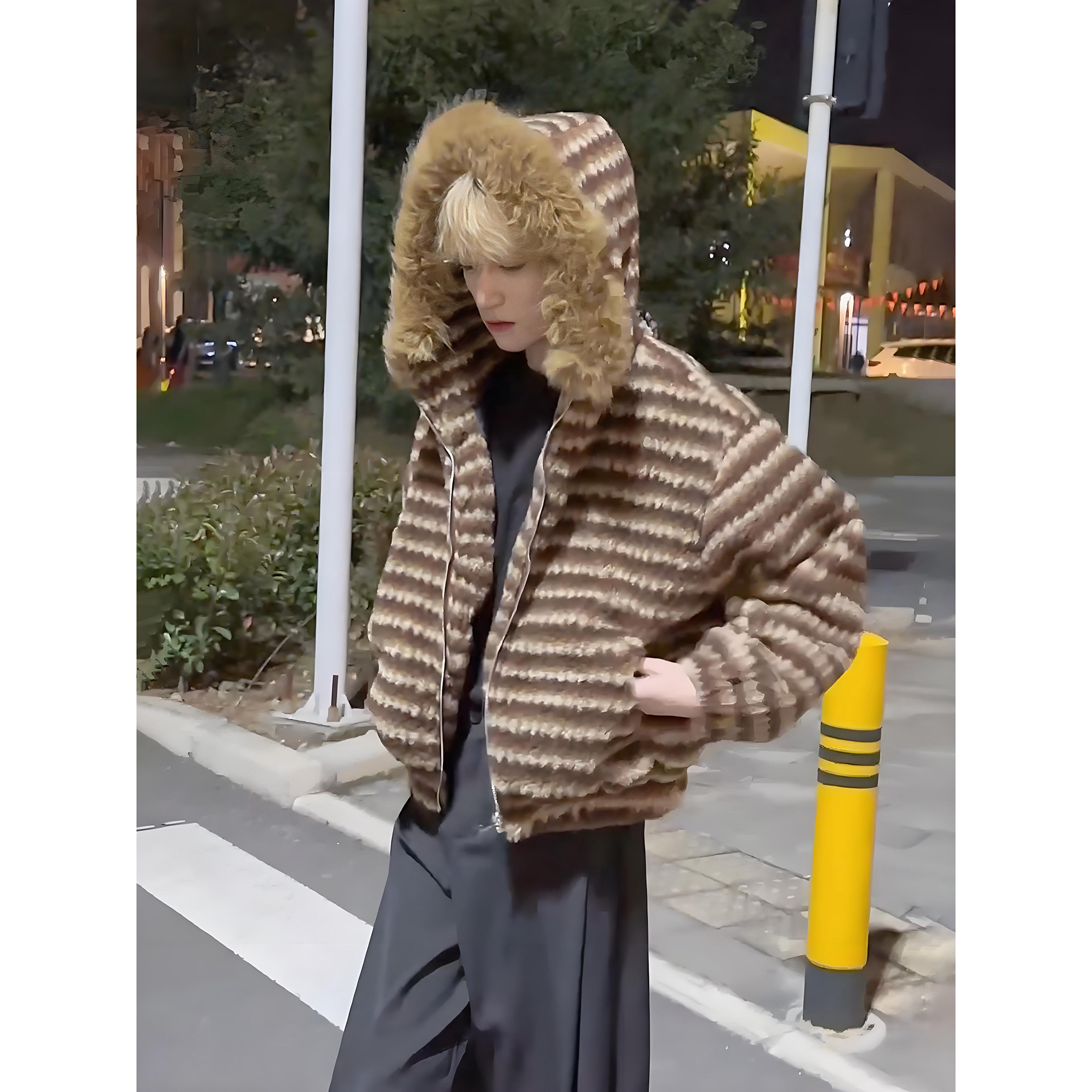 美式复古连帽大毛领外套男款冬季加厚保暖棉服防寒美拉德夹棉棉衣