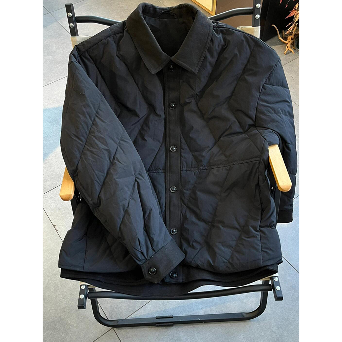 菱形格羽绒棉服男翻领保暖面包服