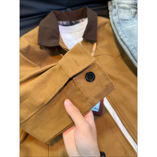 卡其色巴恩风工装外套男款秋冬翻领底特律夹克水洗帆布情侣棒球服